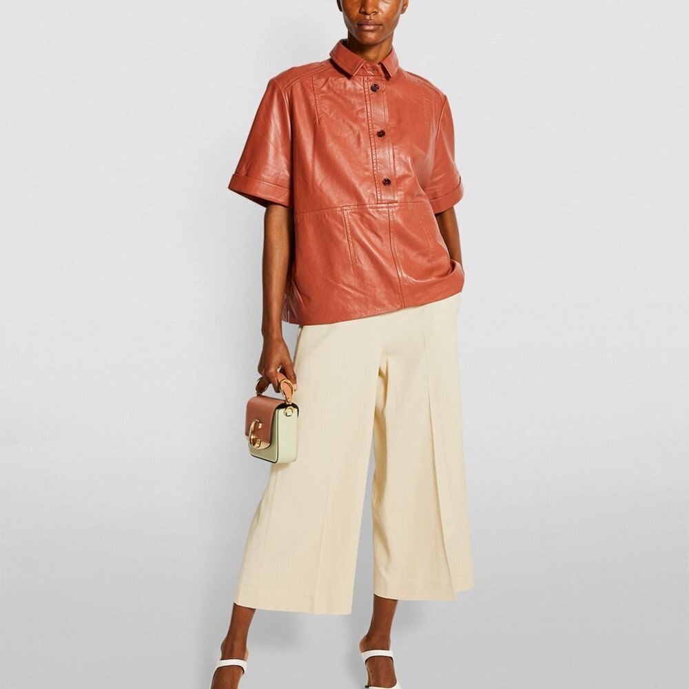VINCE Wide Leg Culotte Flat Front Pant Trousers in Naples Sun Ivory - Size 8